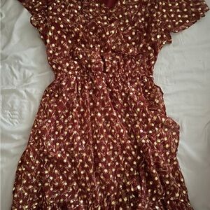 LC Lauren Conrad Rust and Gold Floral Dress